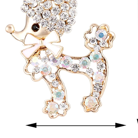 New 18k gold plated crystal poodle bow necklace/brooch - Picture 13 of 16